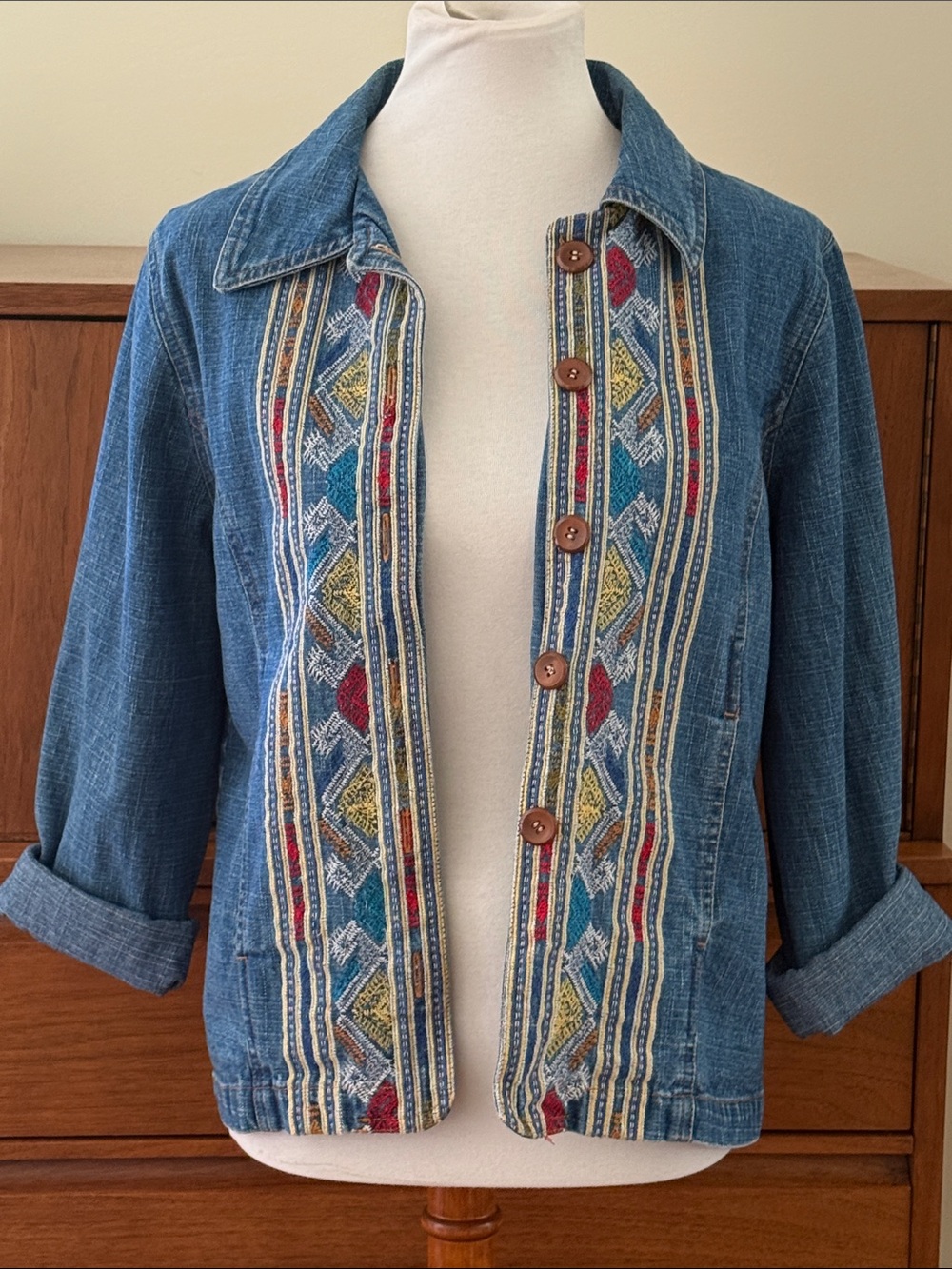 The Territory Ahead Vintage Denim Jacket Embroidered Jacket - Medium